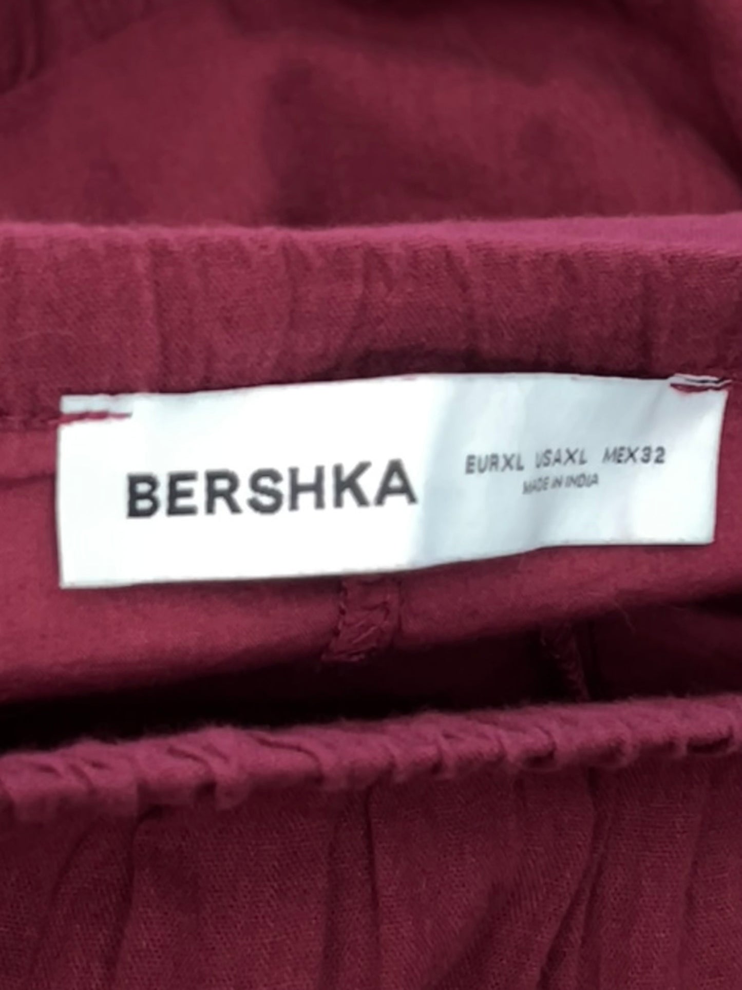 Bershka Maroon Tiered Cotton Maxi Skirt
