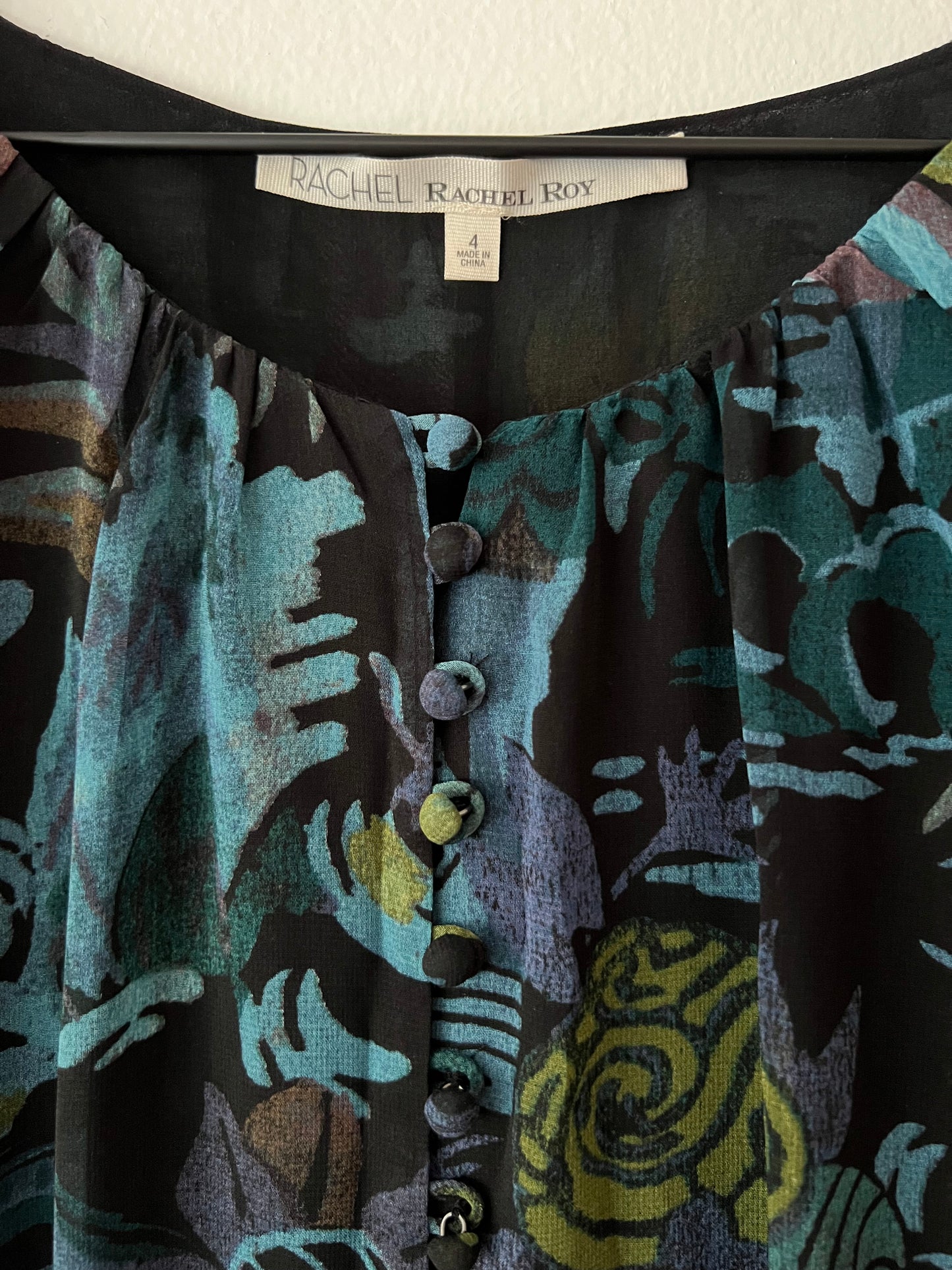 Rachel Roy Semi-sheer Floral & Black Tweed Dress