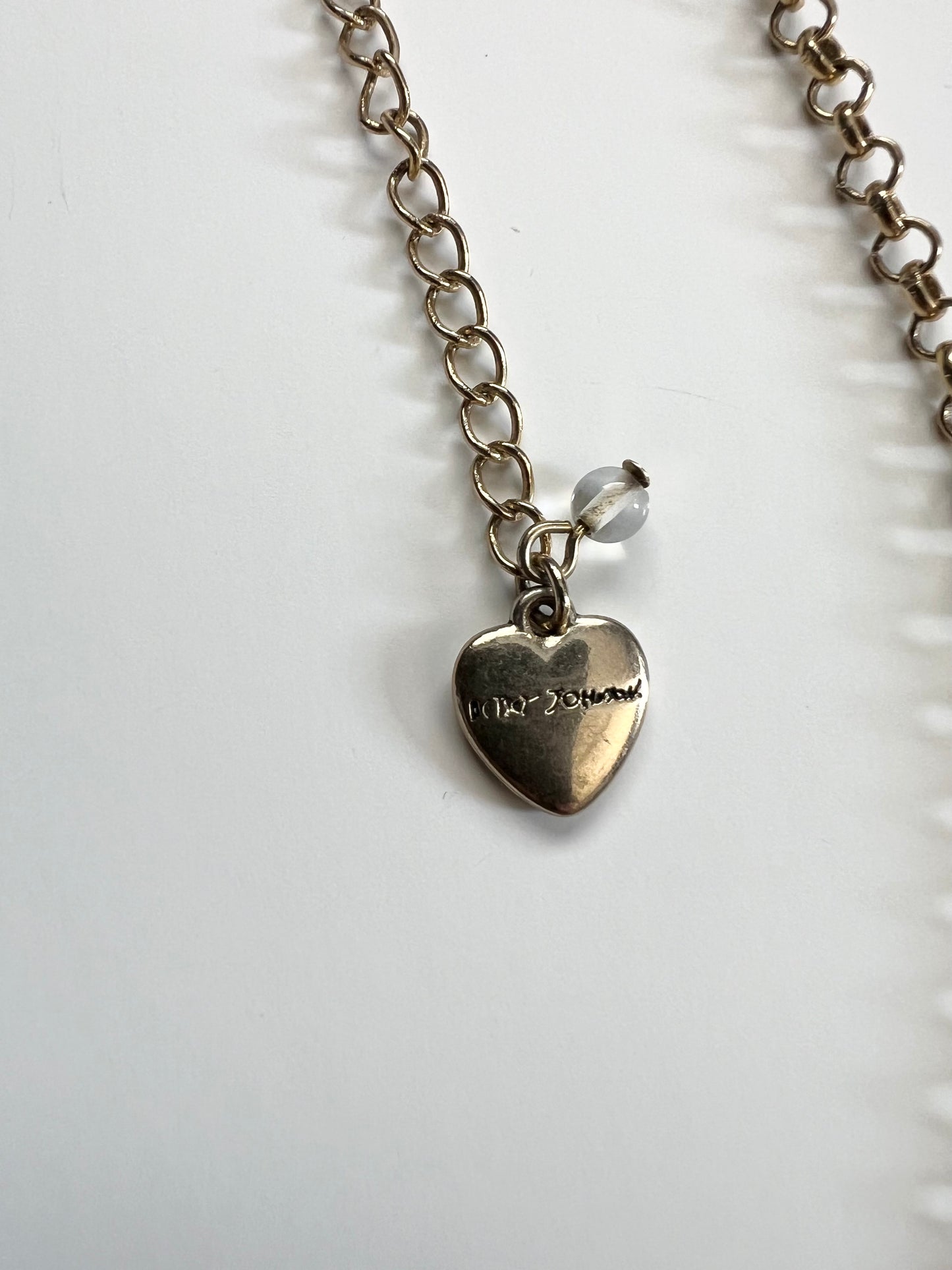 Betsey Johnson Pink Bow & Rose Charm Necklace