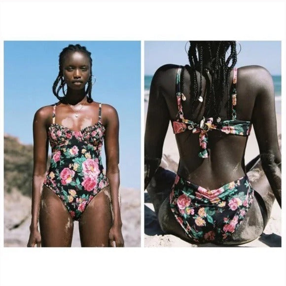 For Love & Lemons Rosewater One Piece Floral Swimsuit