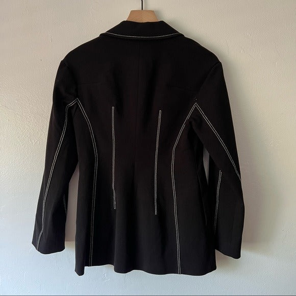 Zara Tailored Black Jacket with Exposed White Stitching