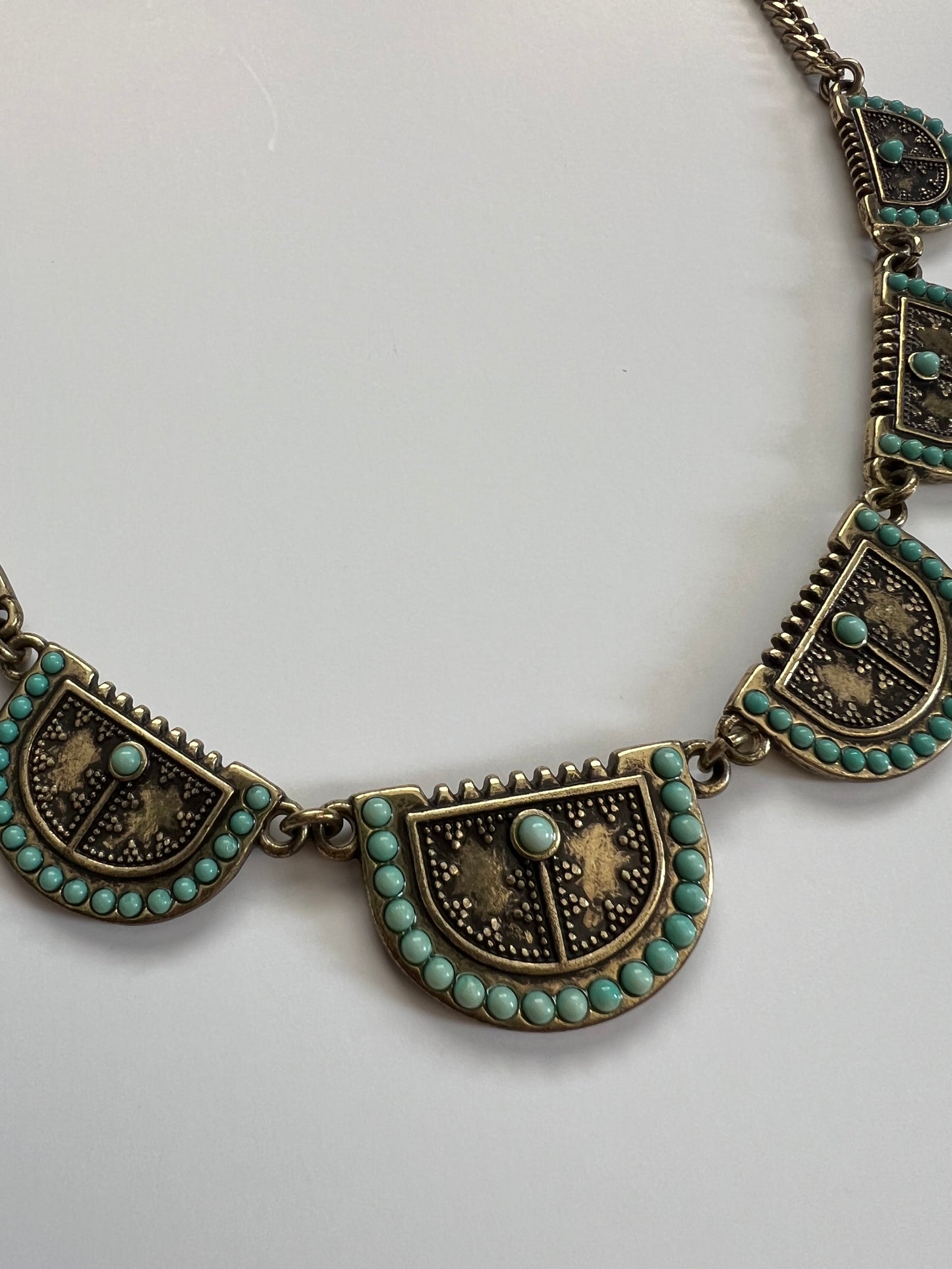 Lucky Brand Gold Tone & Turquoise Collar Necklace