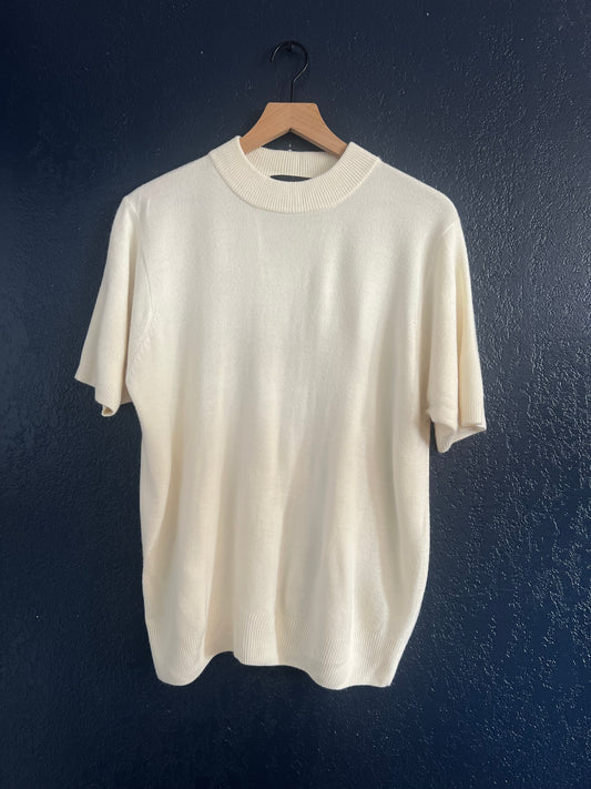 Vintage Sag Harbor Mock Neck Short Sleeve Top