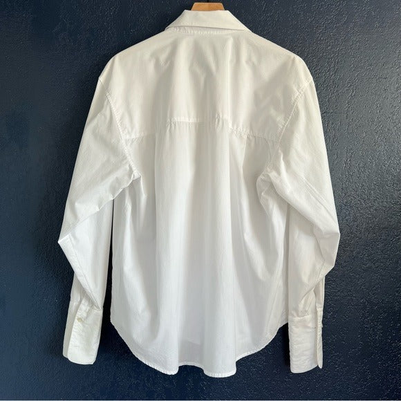 Moda Int’l Vintage White Oversized Cotton Button-up