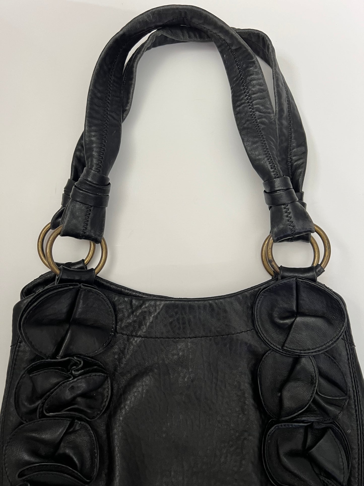 Vintage Vince Camuto Ruffle Leather Shoulder Bag