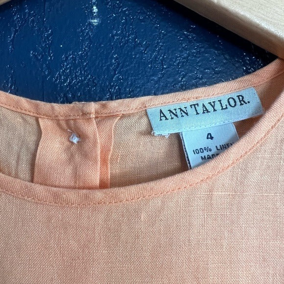Vintage Ann Taylor Linen Button Back Sleeveless Top