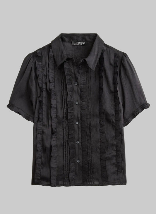 J.Crew Sheer Ruffle-trim Button-up