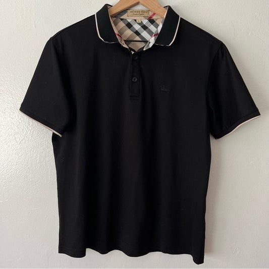 Burberry Icon Stripe Black Short Sleeve Polo