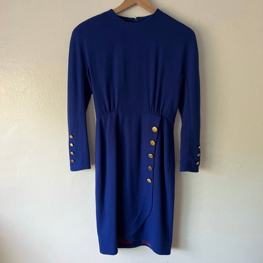 Nipon Petites Vintage Royal Blue Long Sleeve Dress with Belt