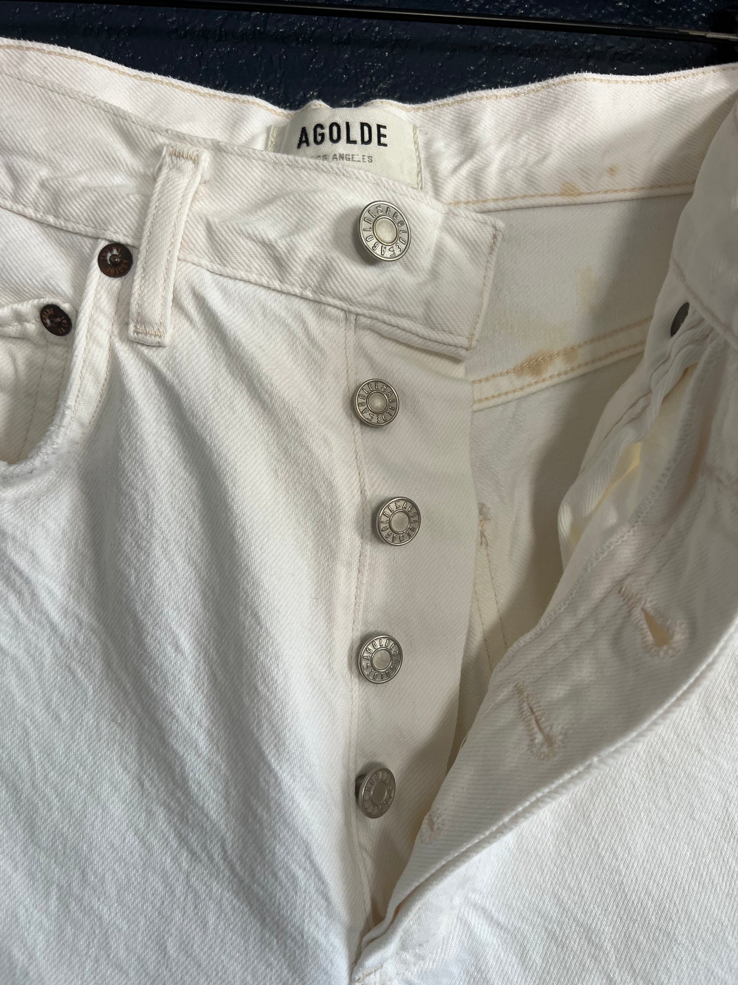 AGOLDE 90s High Rise Straight Leg White Jeans