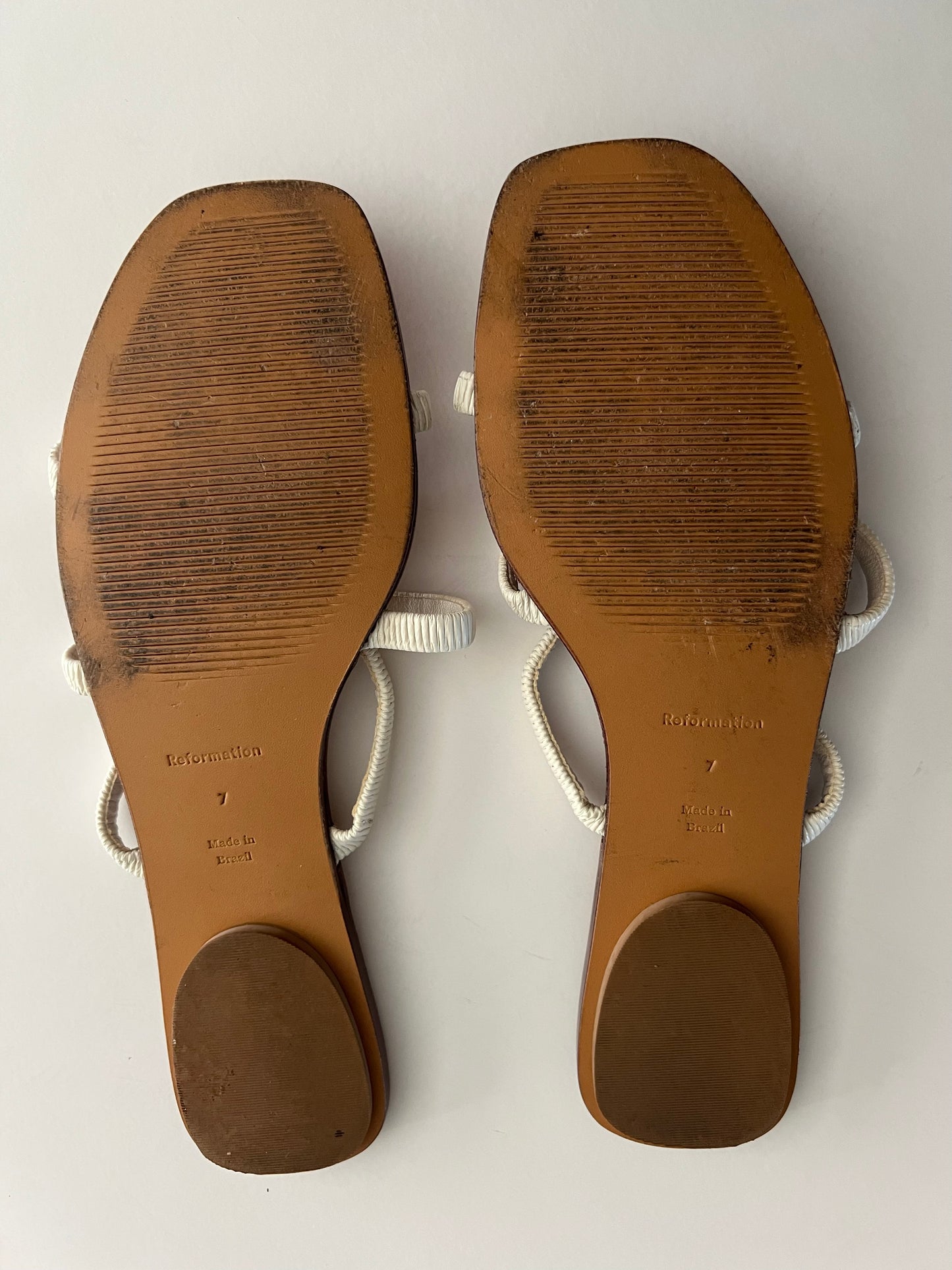 Reformation Bardia Ruched Strap Flat Sandal