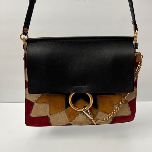 Chloe Faye Patchwork Suede and Leather Shoulder Bag