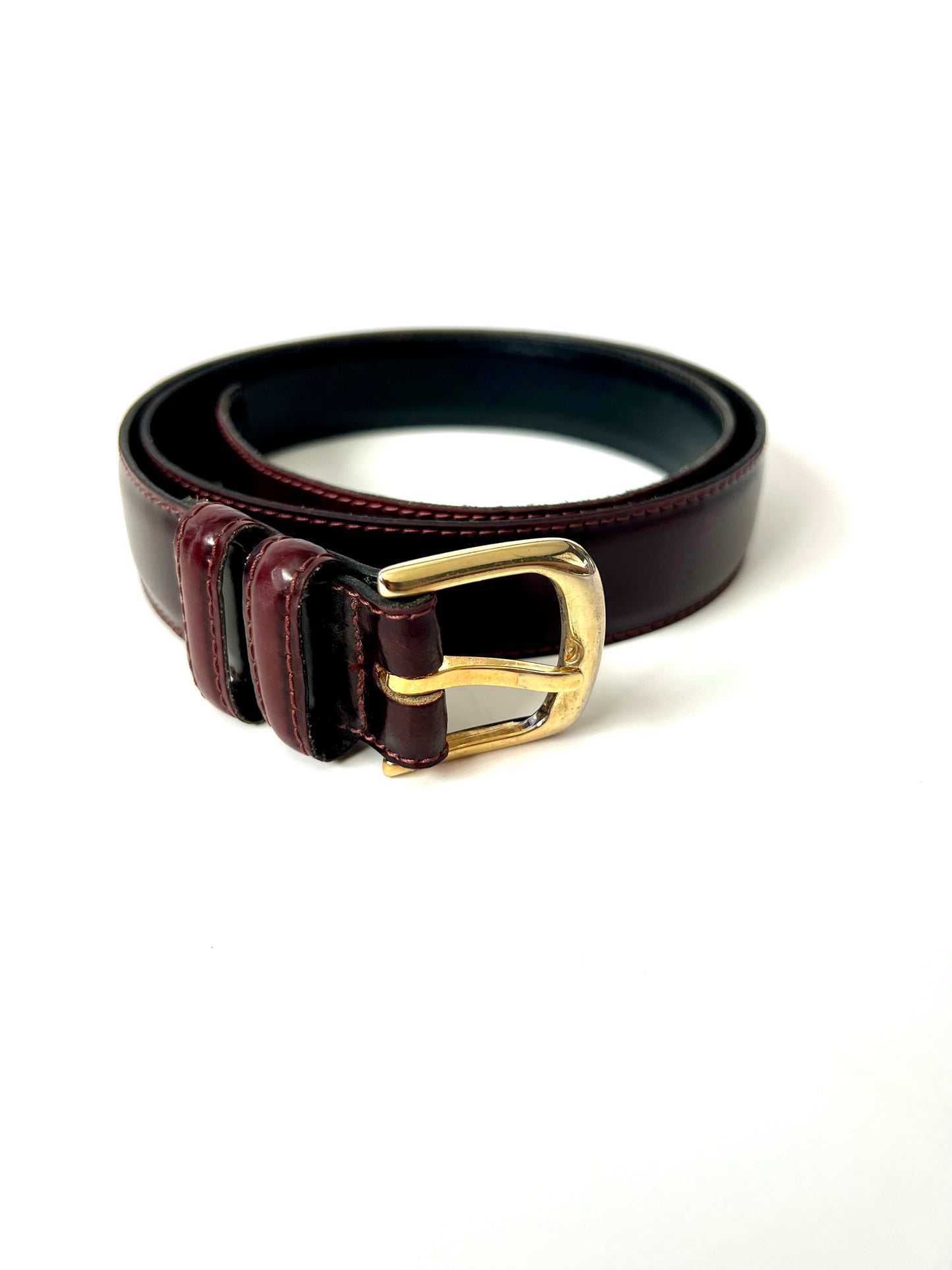Vintage Cobbler Burgundy Leather Belt