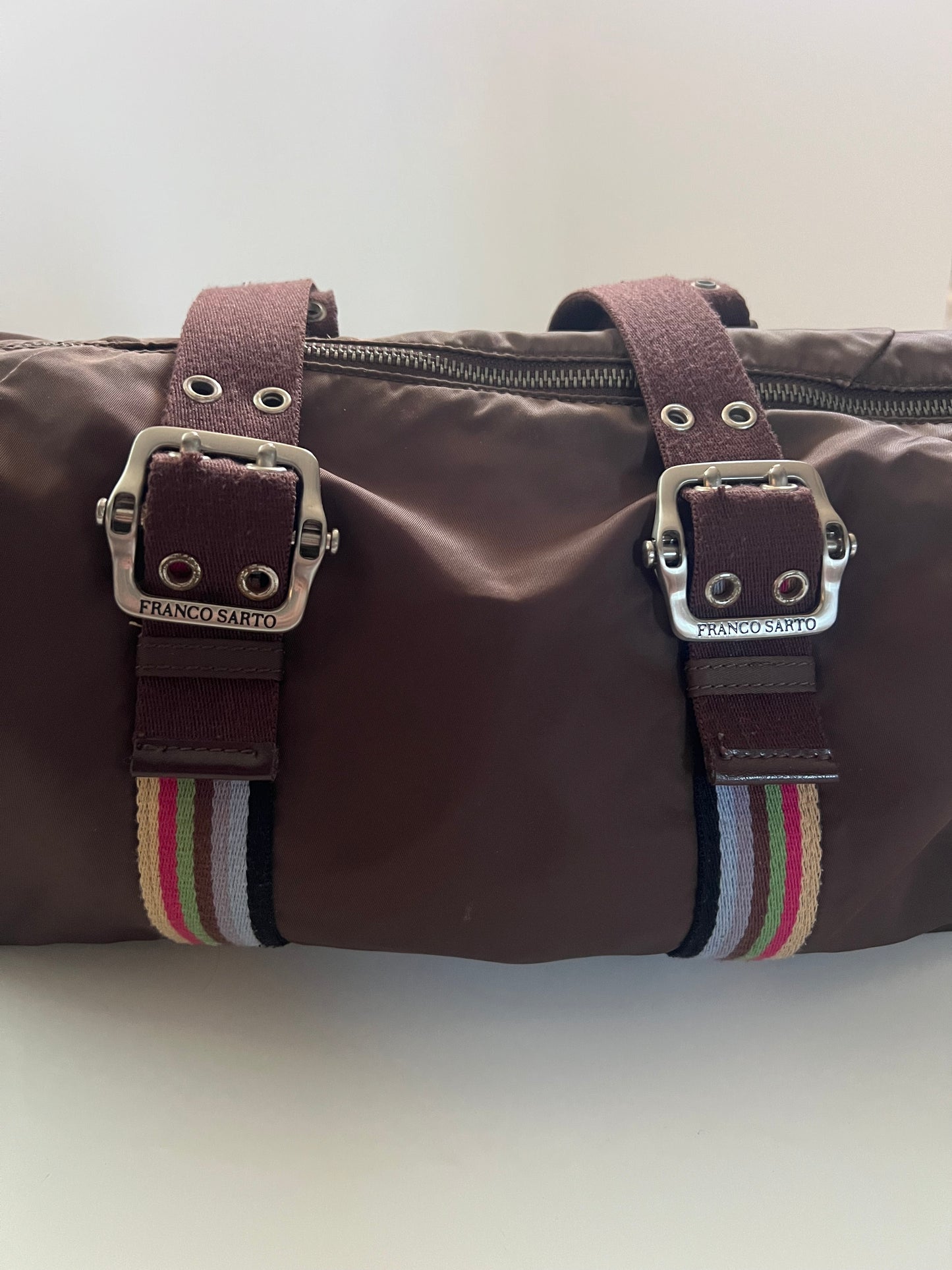 Vintage Franco Sarto Brown Nylon Shoulder Bag