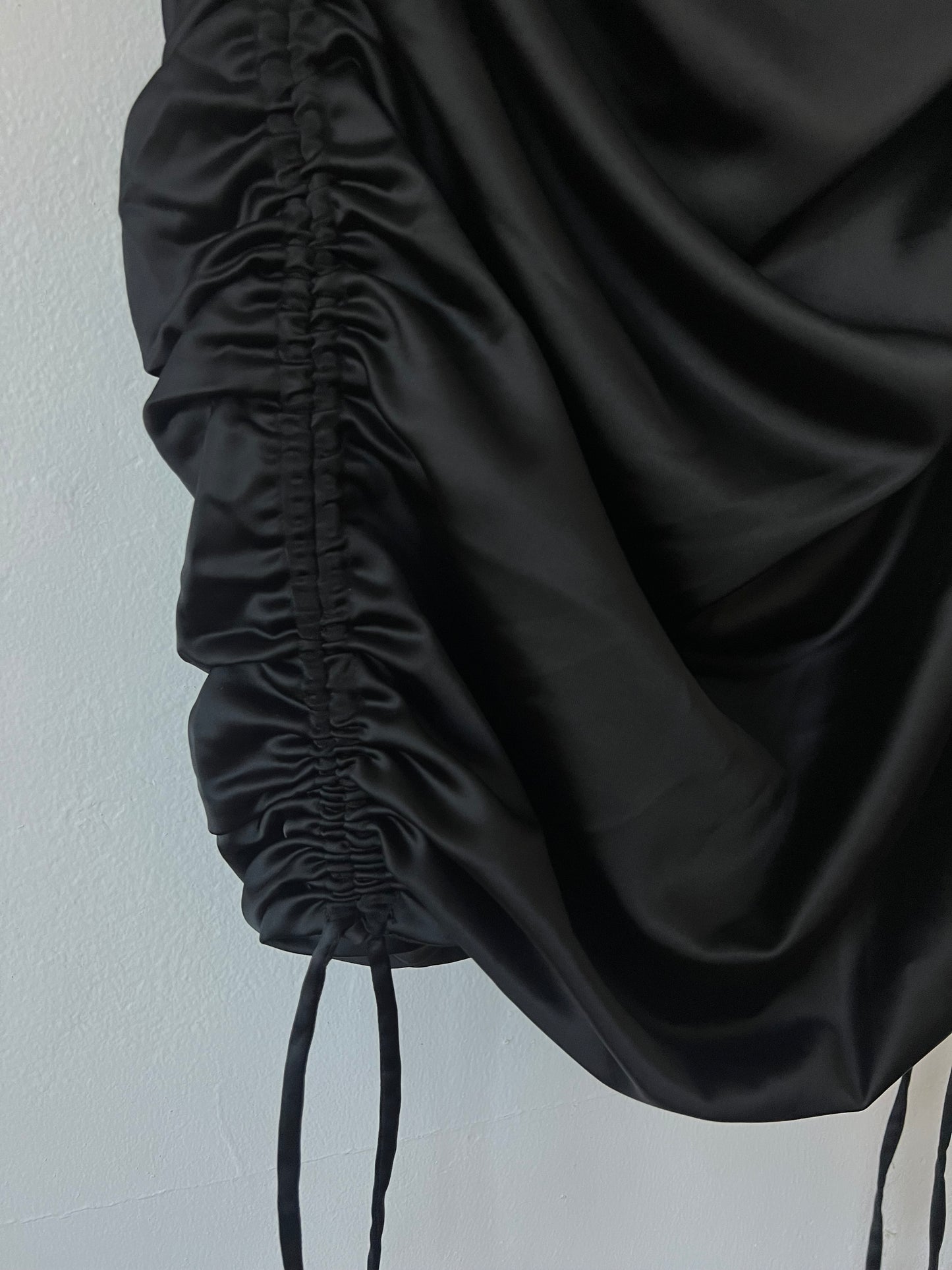 Oh Polly All For You Lace Trim Cowl Neck Satin Mini Dress