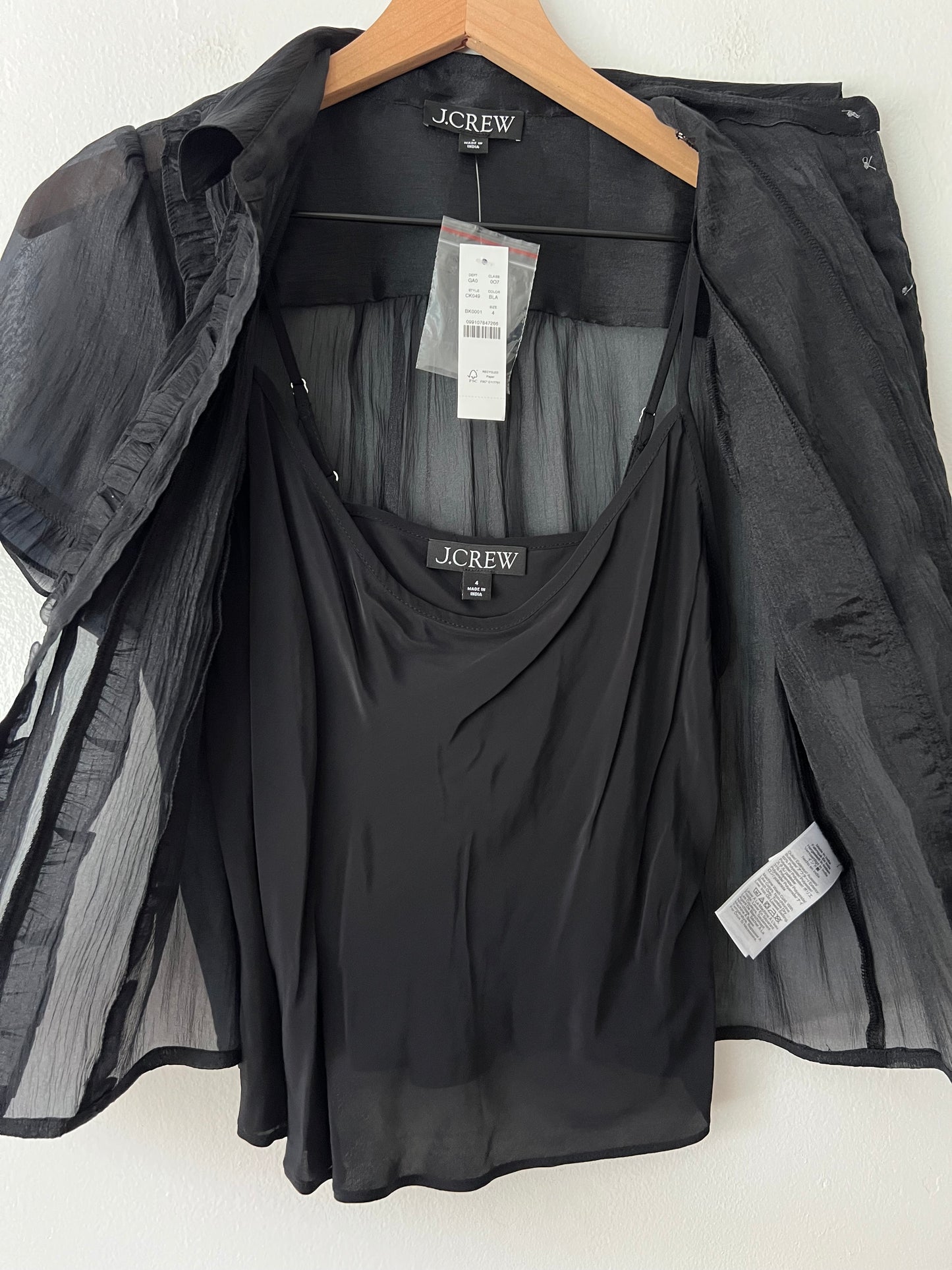 J.Crew Sheer Ruffle-trim Button-up