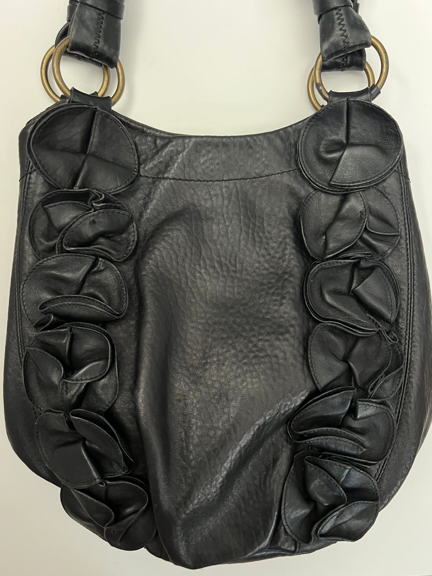 Vintage Vince Camuto Ruffle Leather Shoulder Bag