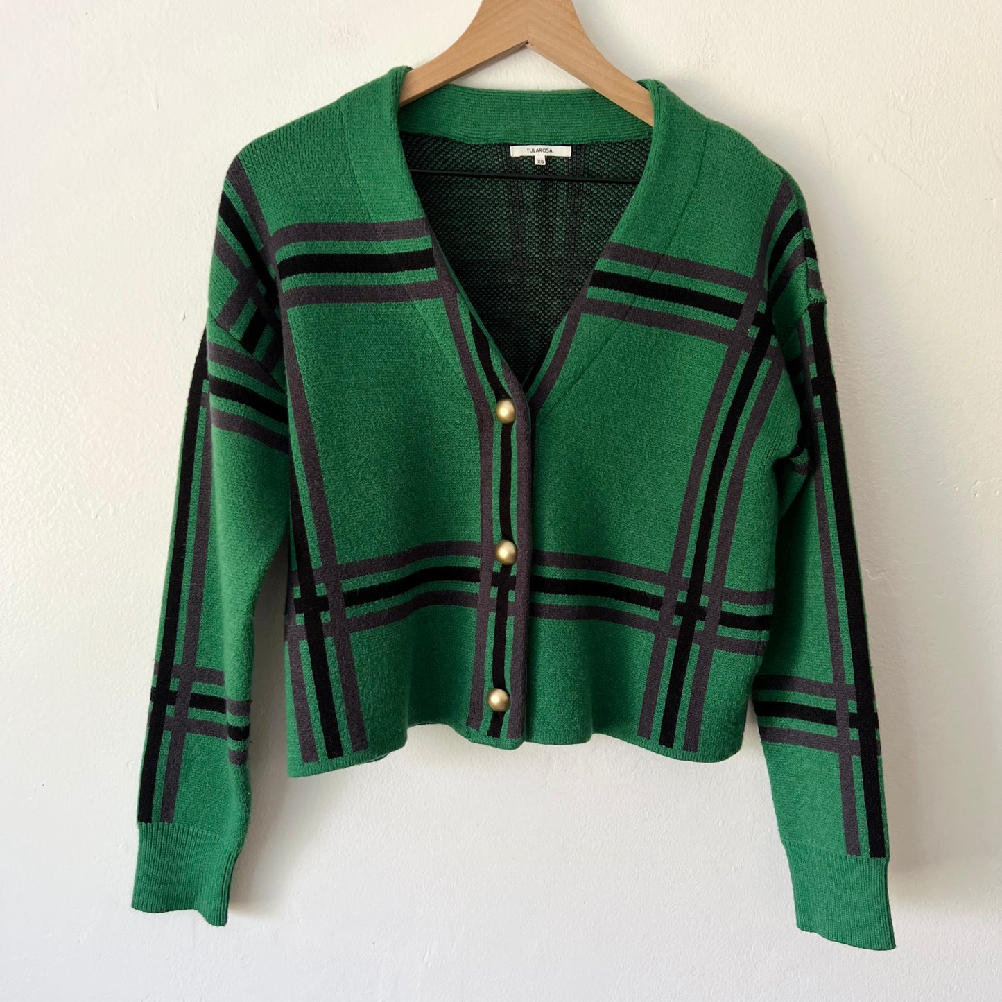 Tularosa Bellair Cardi in Green Plaid