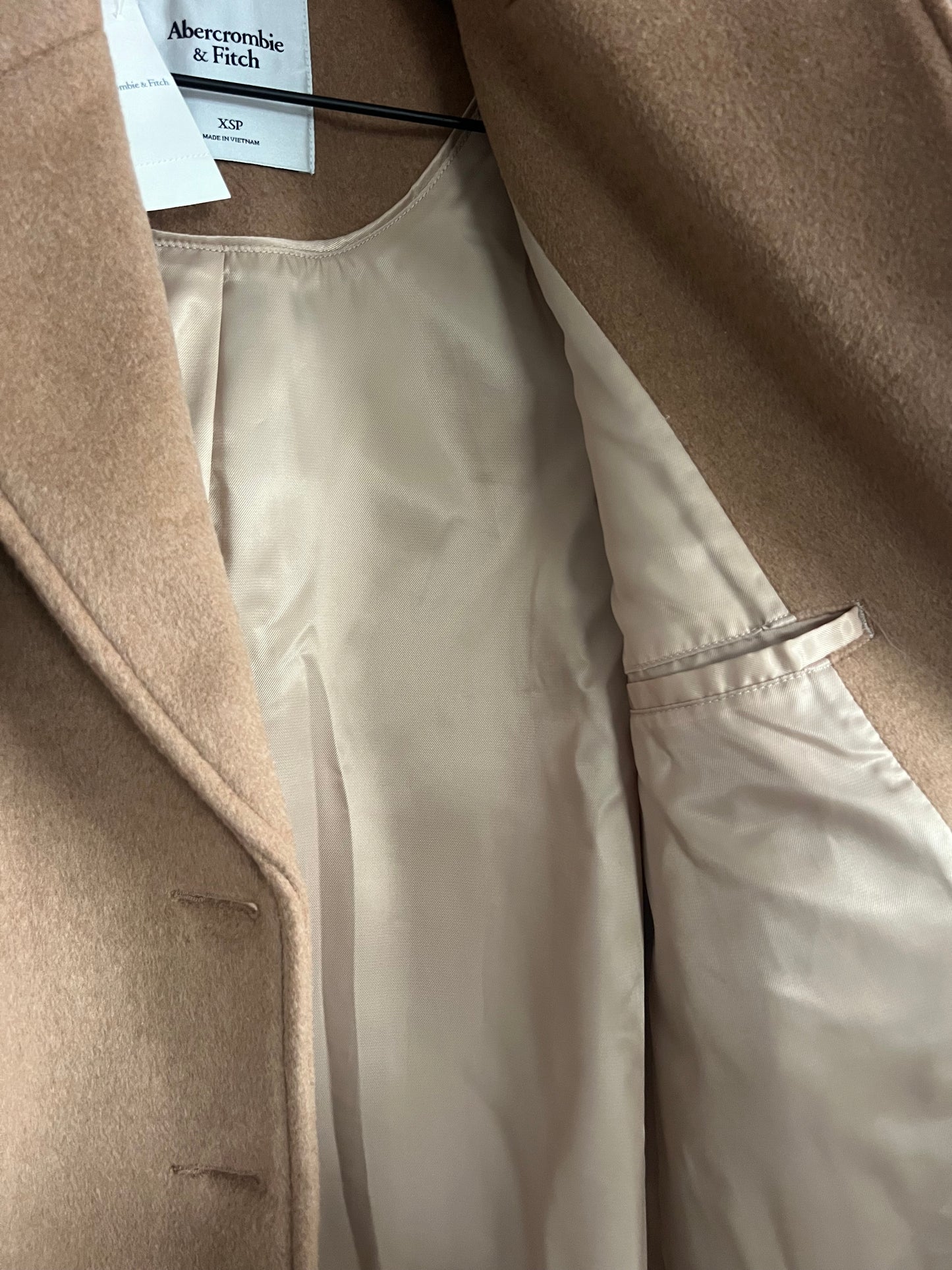 Abercrombie & Fitch Wool-Blend Tailored Topcoat in Camel