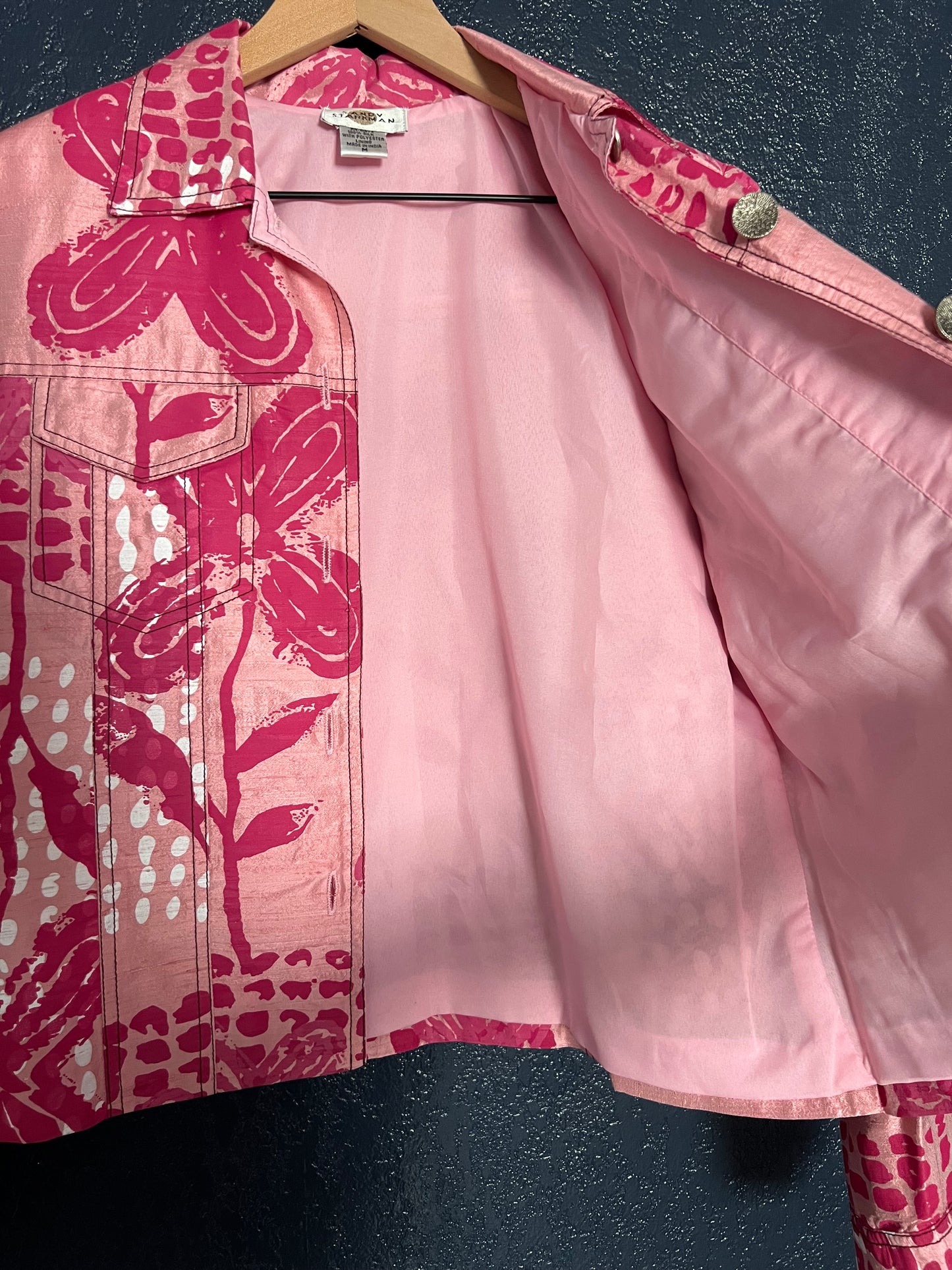 Vintage Sandy Starkman Pink Silk Jacket