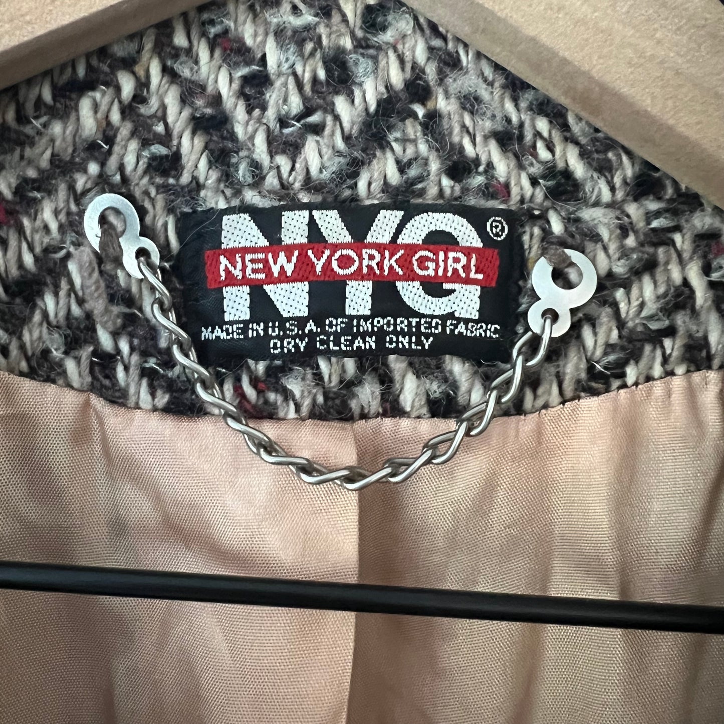 NYG New York Girl Vintage Double Breasted Tweed Herringboned Coat