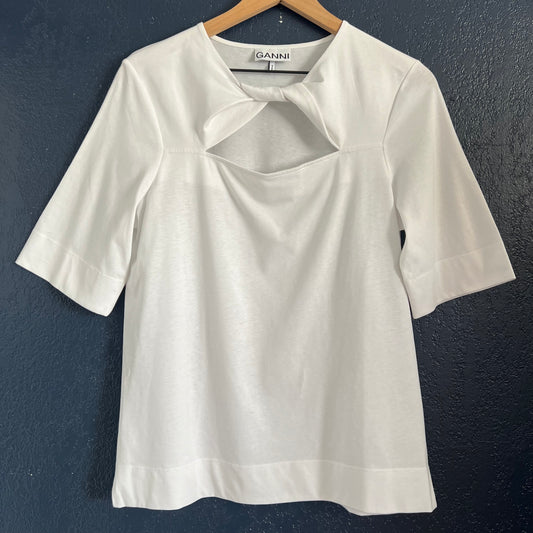 GANNI Twist Front Cotton Jersey Tee