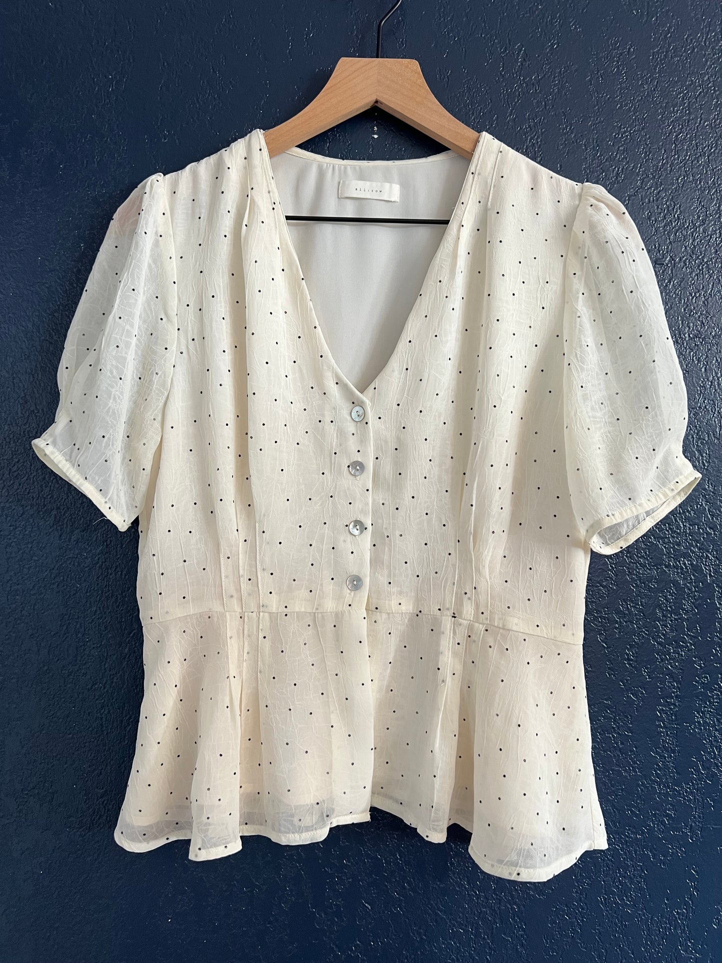 All:row V-Neck Button-Down Sheer Top