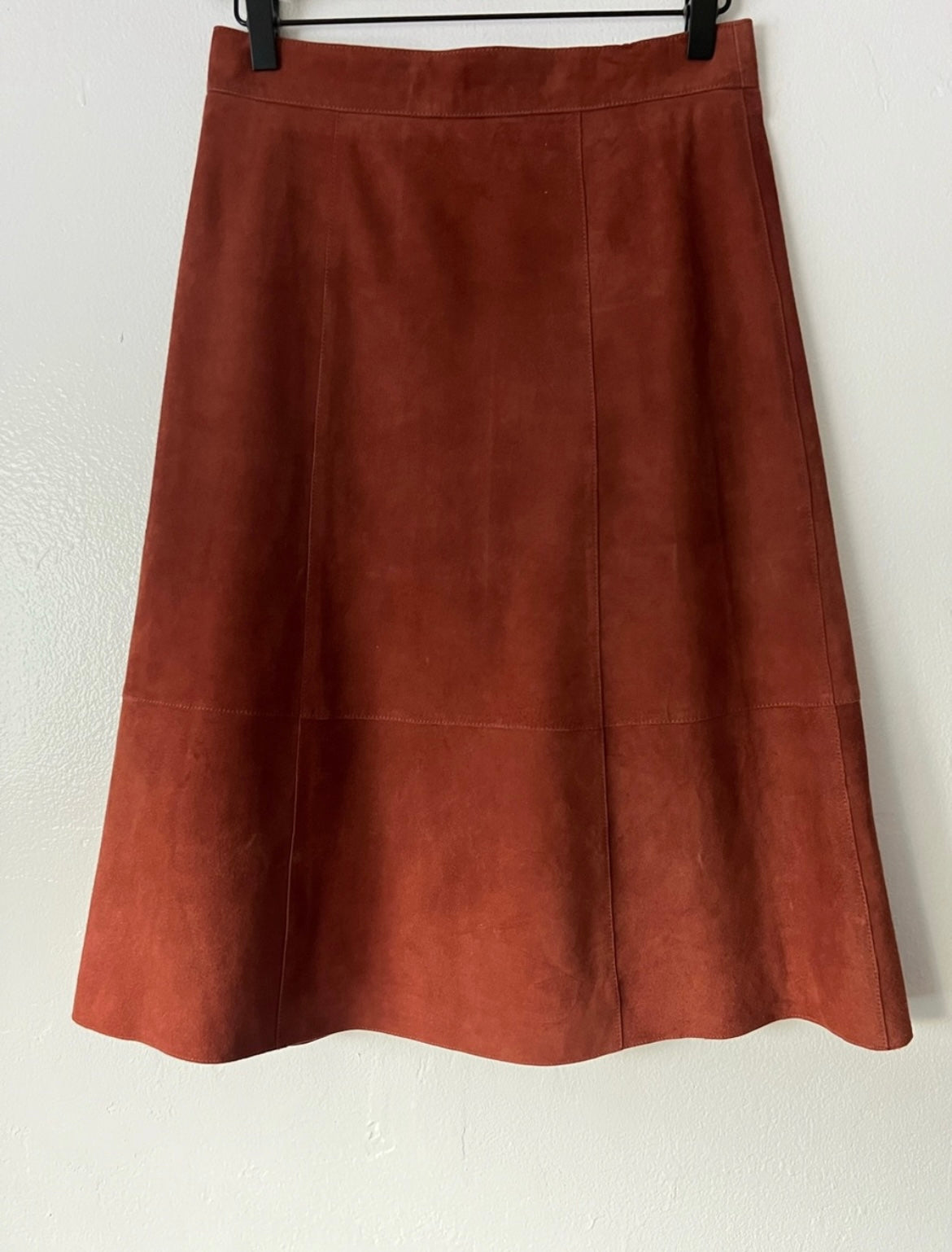 Sézane Hanna Cognac Suede Midi Skirt