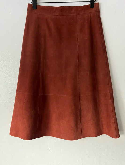 Sézane Hanna Cognac Suede Midi Skirt