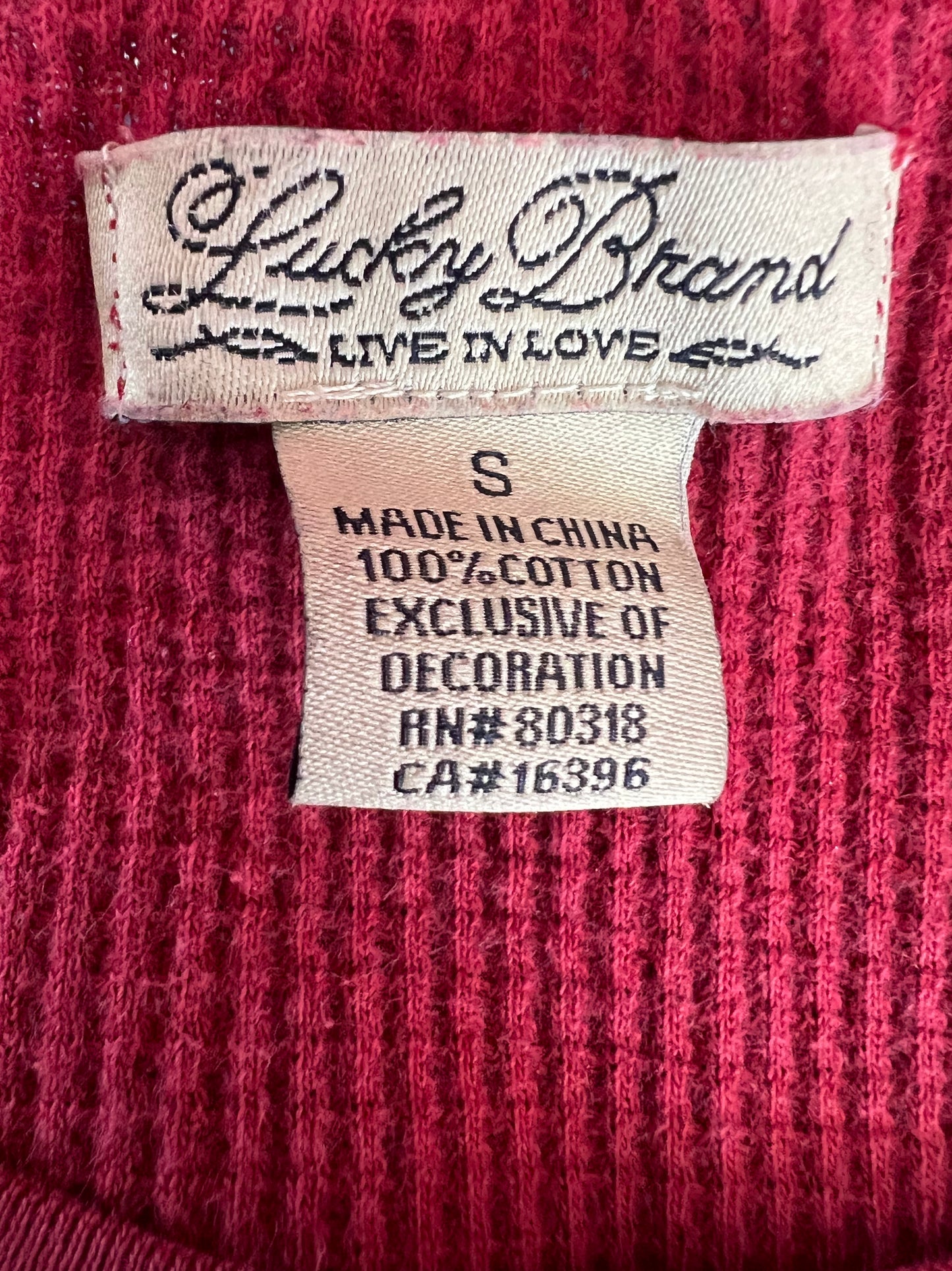 Vintage Lucky Brand Waffle Knit Cotton Long-sleeve