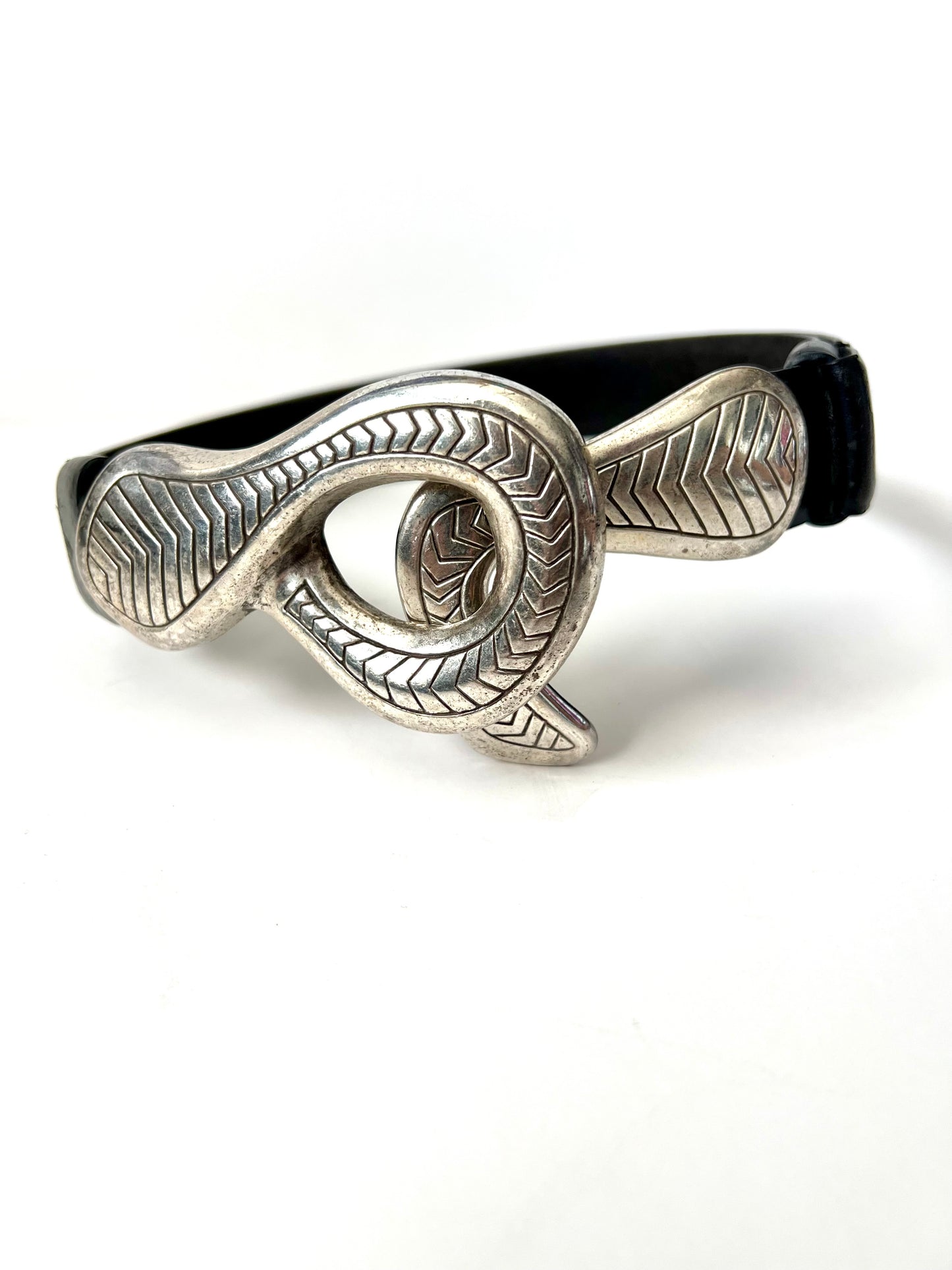 Vintage Chico’s Leather Adjustable Belt with Silver Buckle Closure