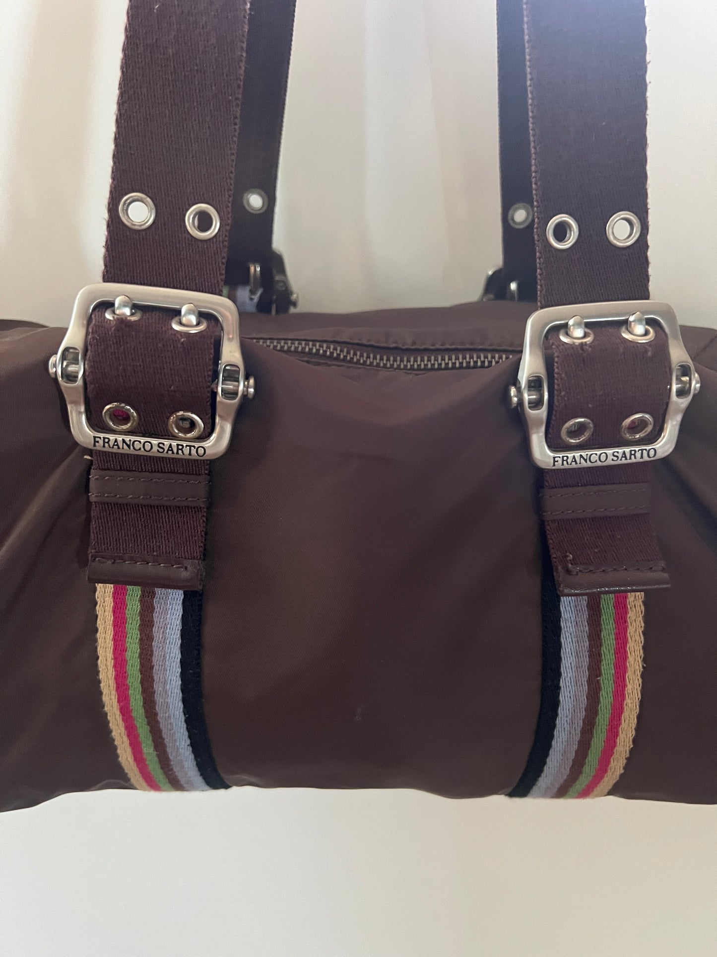 Vintage Franco Sarto Brown Nylon Shoulder Bag