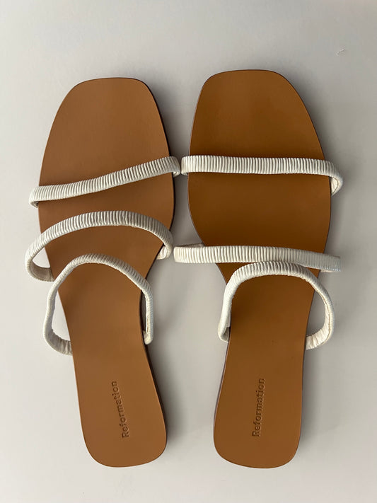 Reformation Bardia Ruched Strap Flat Sandal