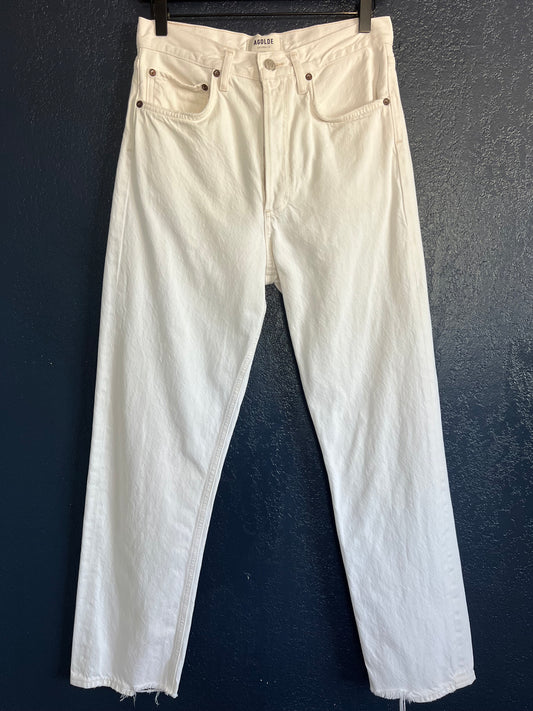 AGOLDE 90s High Rise Straight Leg White Jeans