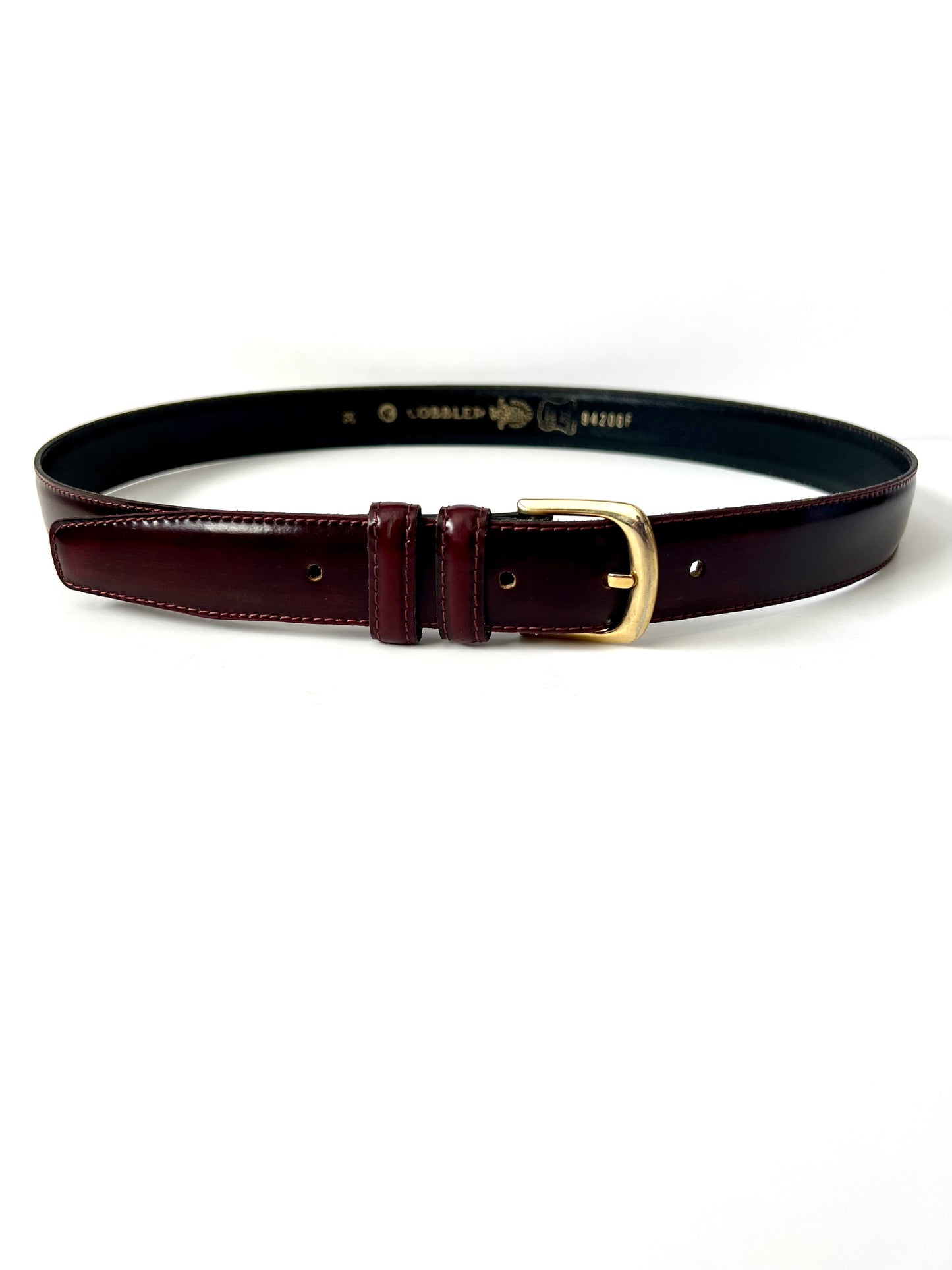 Vintage Cobbler Burgundy Leather Belt