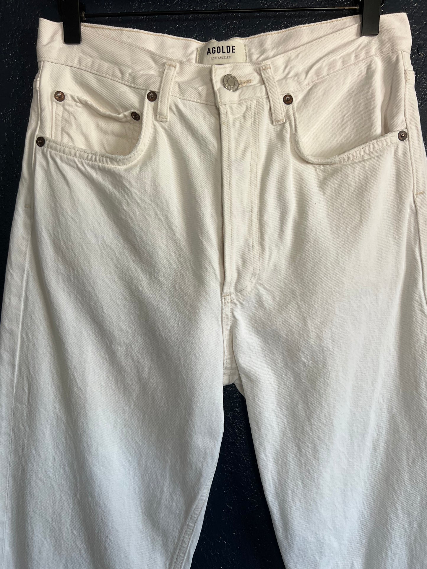 AGOLDE 90s High Rise Straight Leg White Jeans
