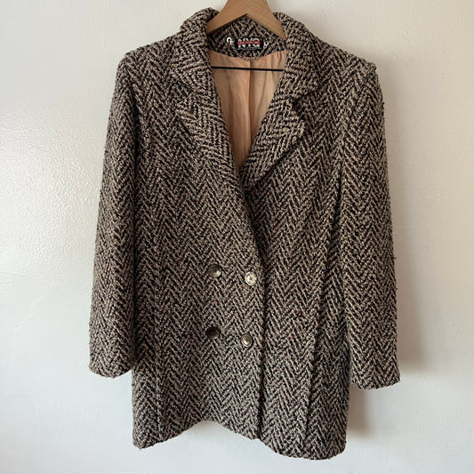 NYG New York Girl Vintage Double Breasted Tweed Herringboned Coat