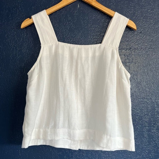 Madewell Linen-Blend Sunside Button-Back Top