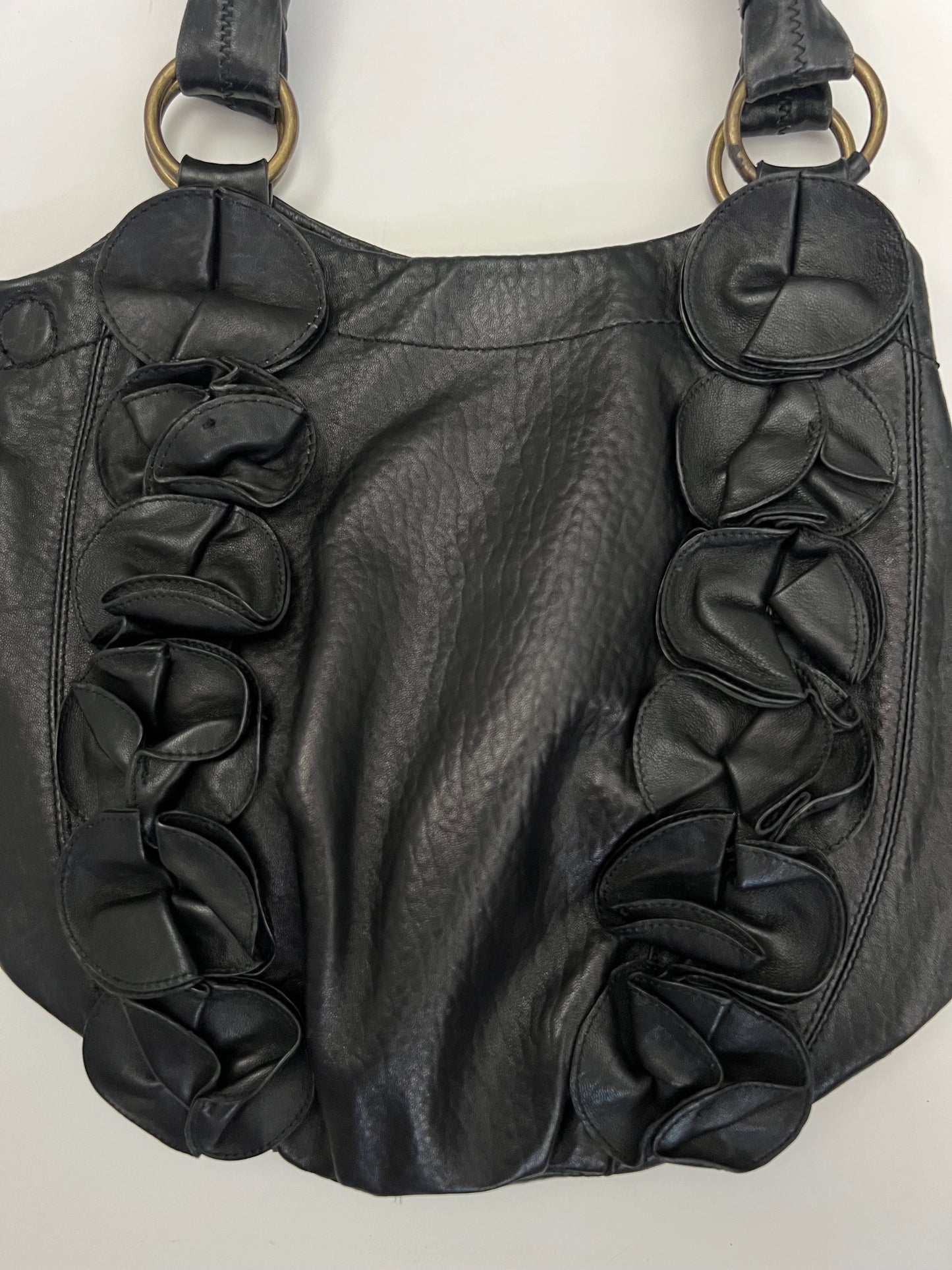 Vintage Vince Camuto Ruffle Leather Shoulder Bag
