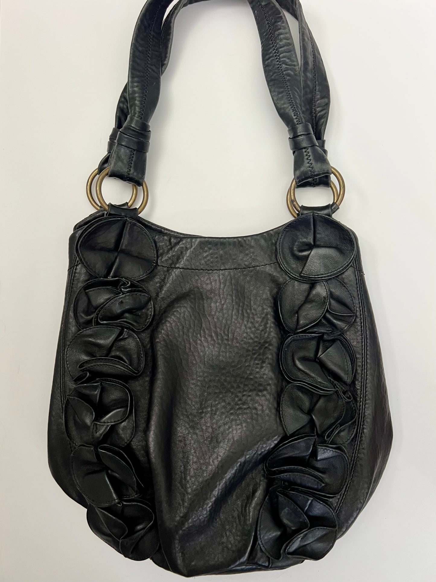 Vintage Vince Camuto Ruffle Leather Shoulder Bag