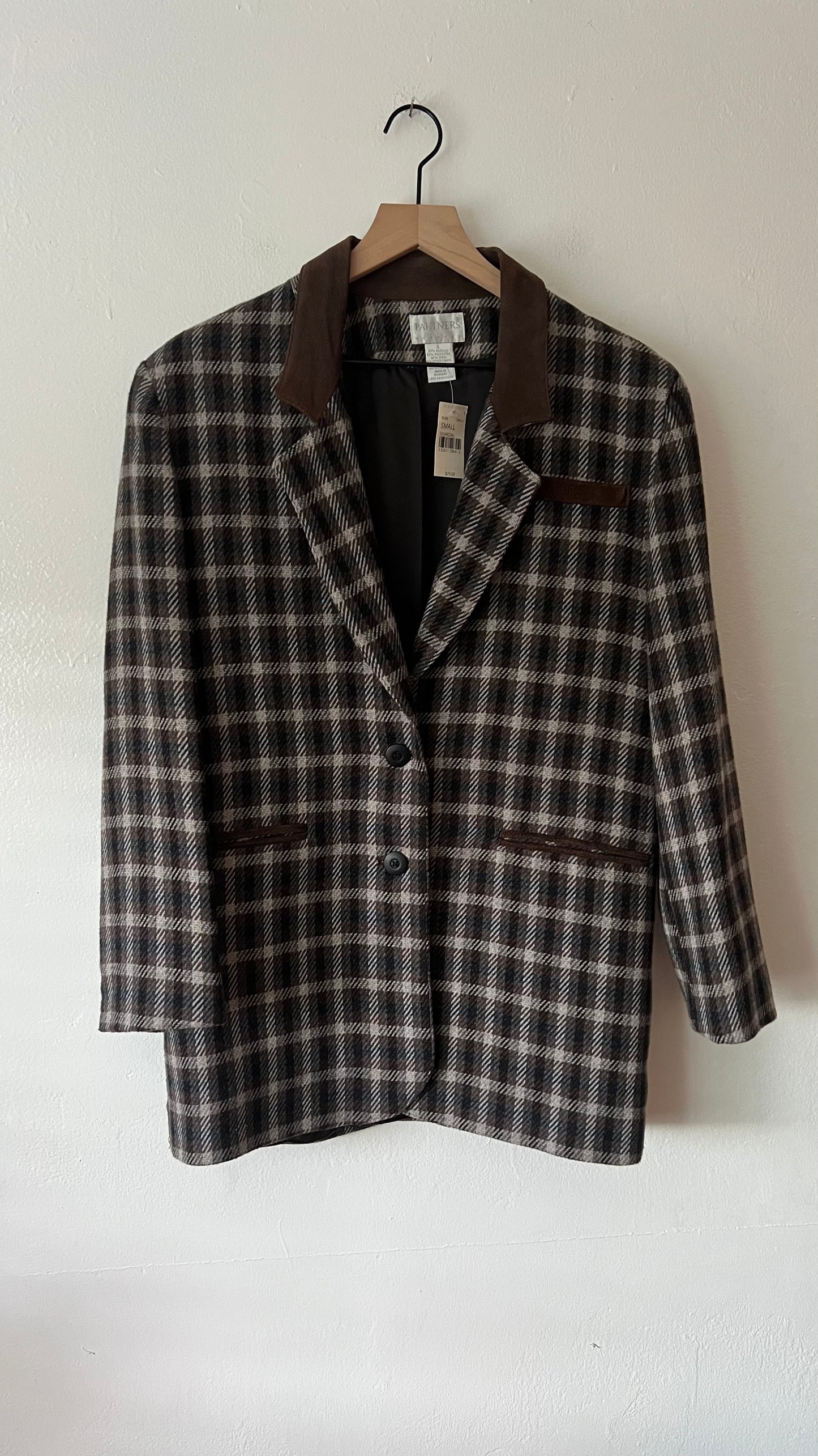 Vintage Partners From Mervyn’s Houndstooth Plaid Suit Jacket