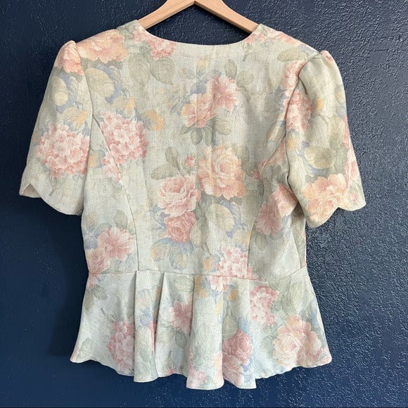 Scott McClintock Vintage Pastel Floral Peplum Blouse