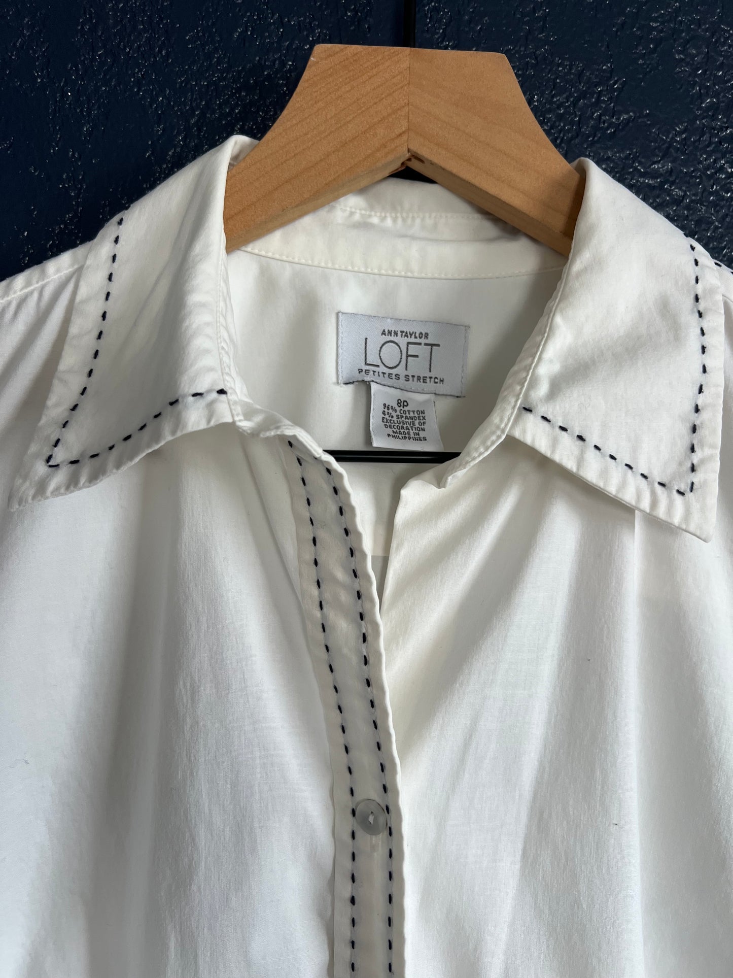 Vintage Ann Taylor LOFT Stretch Contrast Stitch Button-Up Shirt