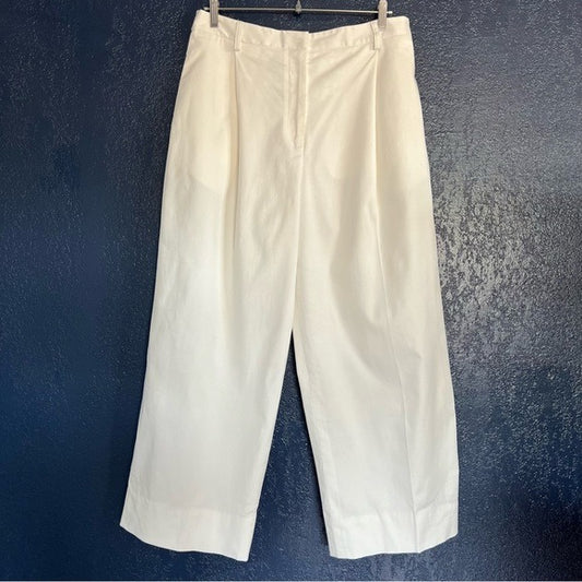 Matteau High-waisted Wide Leg Twill Summer Pant in White