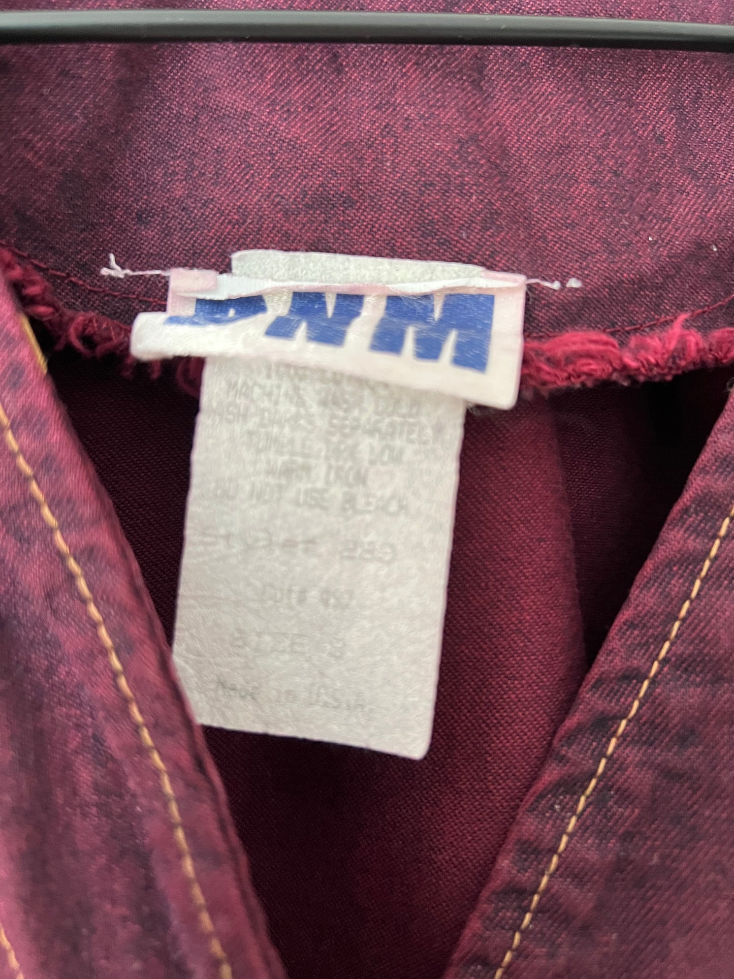 Vintage DNM Embellished Burgundy Denim Button-Up Shirt