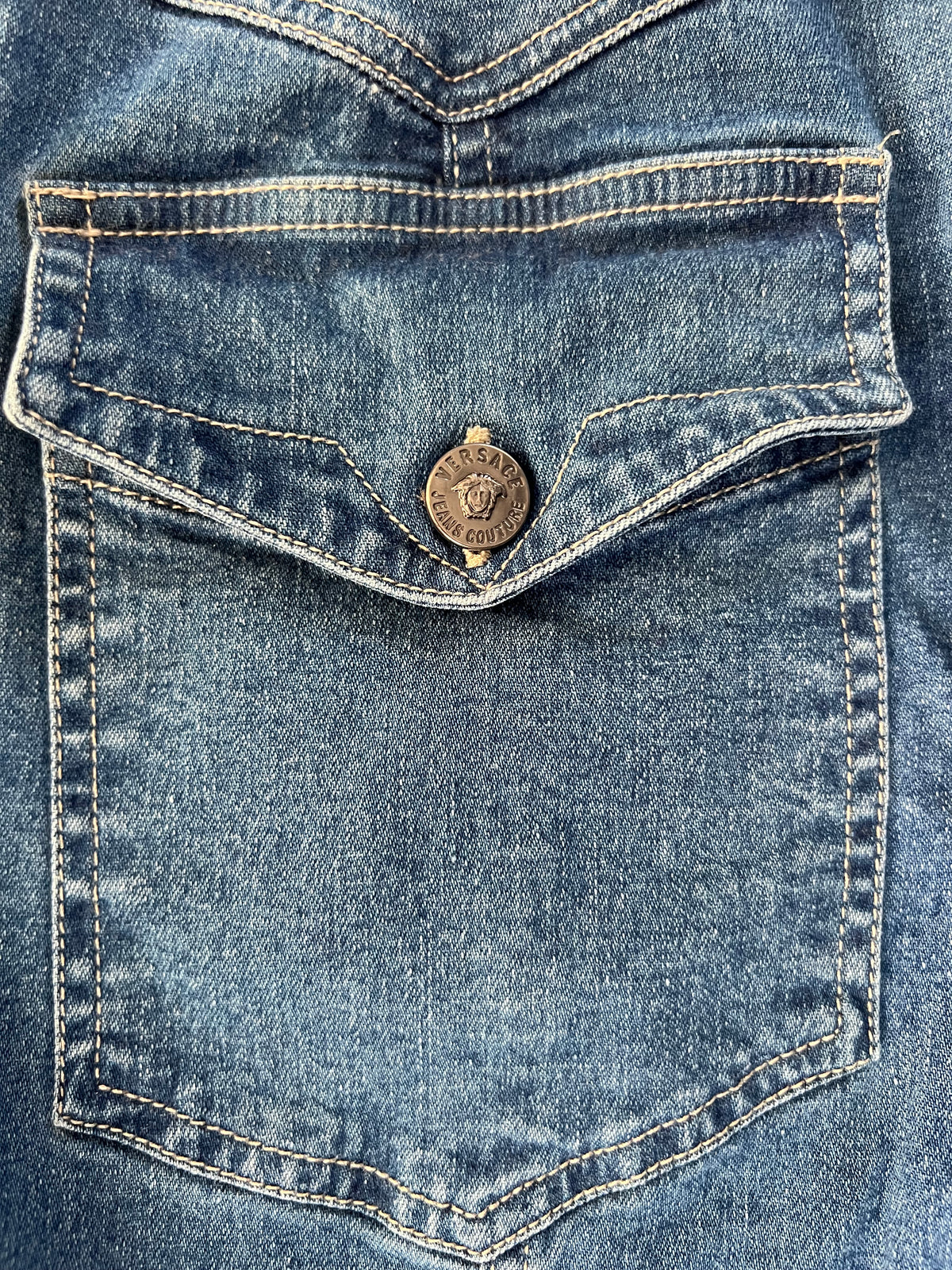 Versace Jeans Couture Blue Denim Sleeveless Shirt