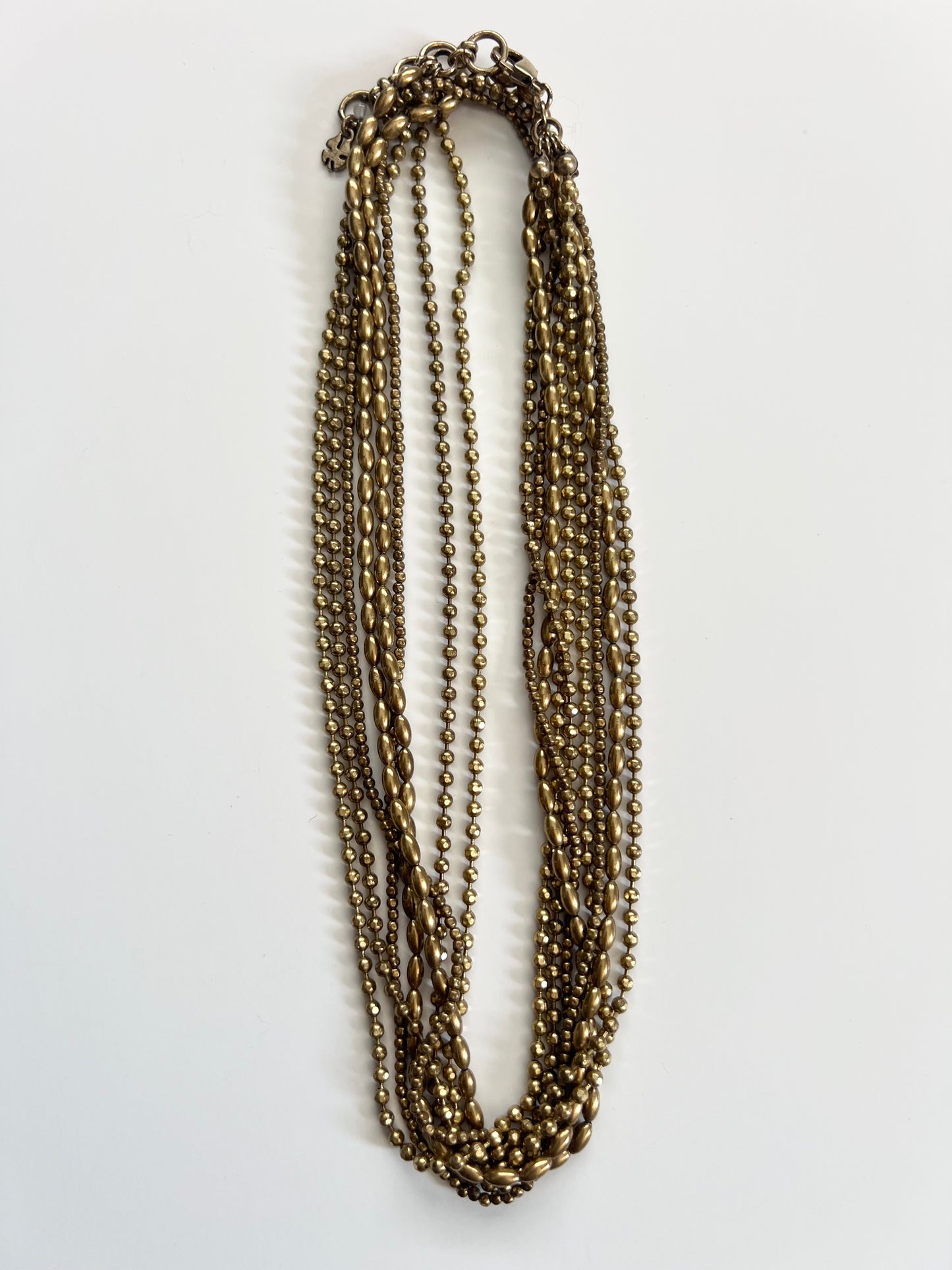 Lucky Brand Long Layered Gold Tone Beaded Necklace