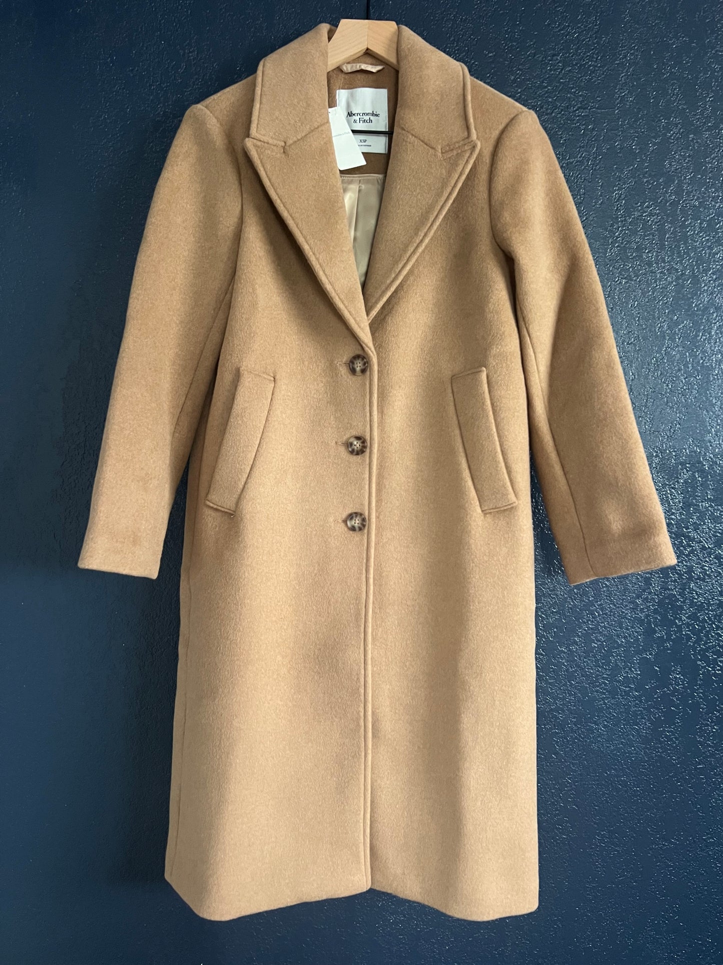 Abercrombie & Fitch Wool-Blend Tailored Topcoat in Camel