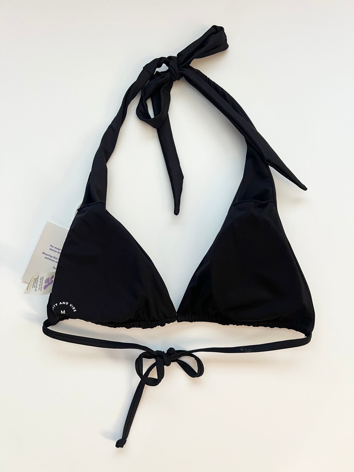 Kitty and Vibe Black Triangle Halter Bikini Top