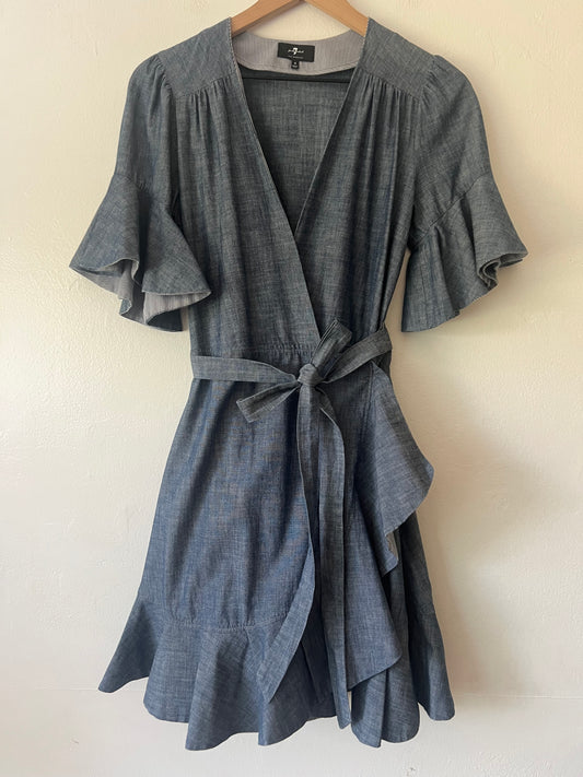 7 For All Mankind Chambray Wrap Dress